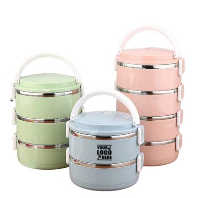 4-layer Round Stainless Steel Leak-Proof Insulated Lunch Box