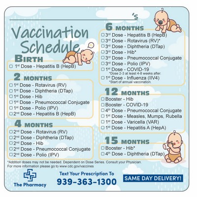 Health & Safety Infant Vaccination Schedule Magnet