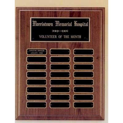 Perpetual Series Walnut Plaque w/ 24 Engravable Plates (12"x15")