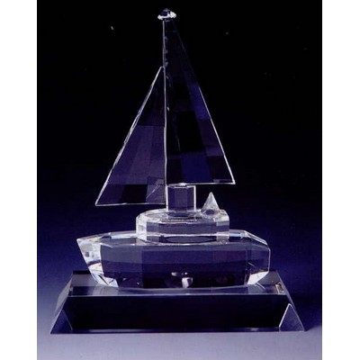 Optic Crystal Sailboat Figurine Set