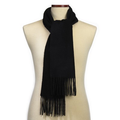 Black Cashmere Blend Winter Scarf