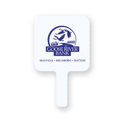 Corrugated Plastic Square Rally Hand Fan w/Rounded Corners