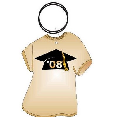 Graduation Cap T Shirt Keychain w/Mirrored Back (4 Square Inch)