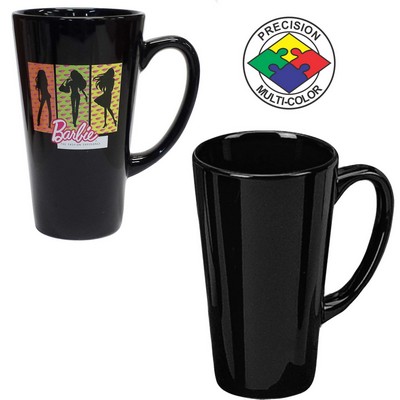 16 Oz. Black Cafe Latte Mug - Dishwasher Resistant - Precision Spot Color