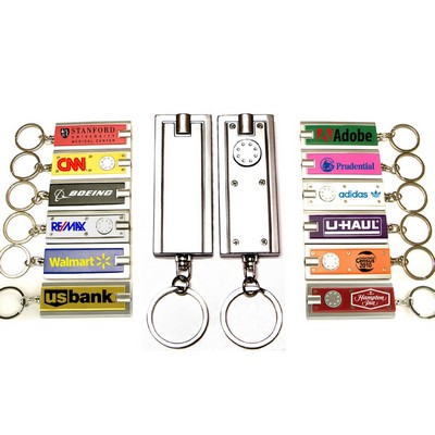 Mini Flash Light w/Super Bright LED & Swivel Key Chain (Silver)