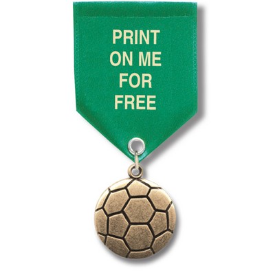 1 1/8" Soccer Ball Cast CX Medal w/ Satin Drape Ribbon