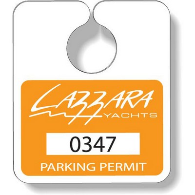 .020 White Gloss Plastic Parking Tag / Permit (3.13"x3.63"), Spot Colors