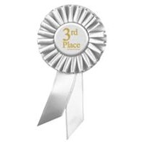 Rosette Ribbon - THIRD PLACE - White - 3-1/2" x 6-1/2"