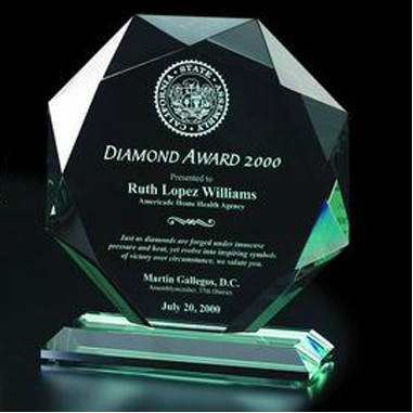 Diamond Jade Glass Award - Large