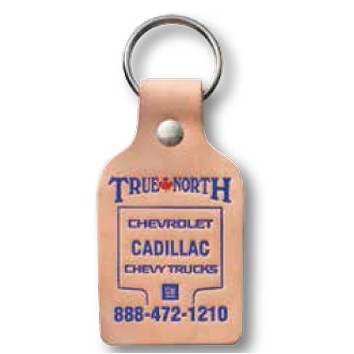 Large Rectangle Natural Leather Riveted Key Tag (1 3/4"x3")