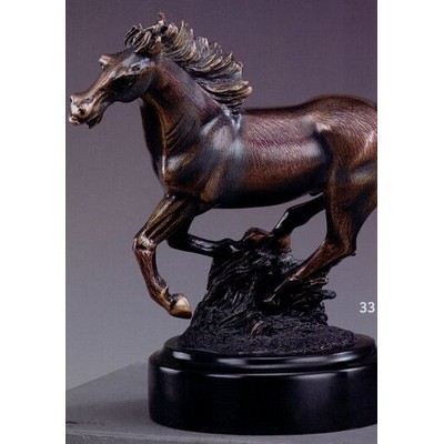 Textured Running Horse Trophy w/Round Base (10.5"x8.5")