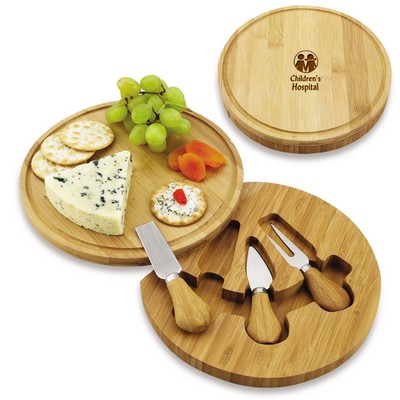 Feta Bamboo Swivel Cheese Board with Knife Set