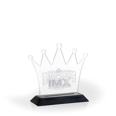 Crown Award with Black Wood Base, Large - Engraved