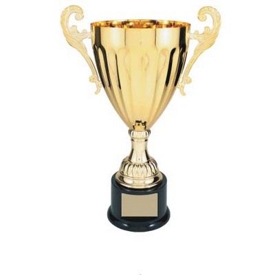 8¾" Gold Plated Aluminum Cup Trophy w/Round Plastic Base