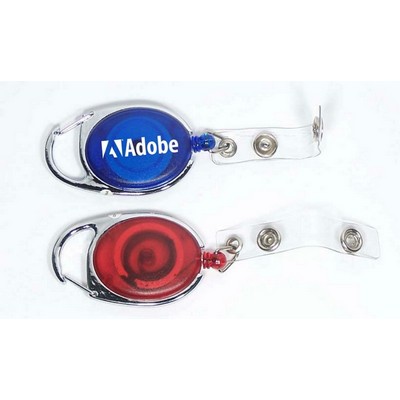 Oval Retractable Badge Reel w/Metal Carabiner Clip