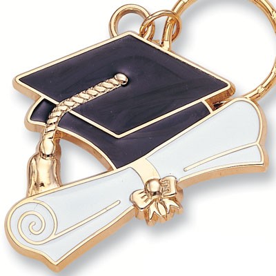 1½" Graduate Cap Enamel Keychain