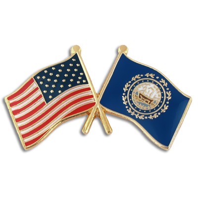 New Hampshire & USA Crossed Flag Pin