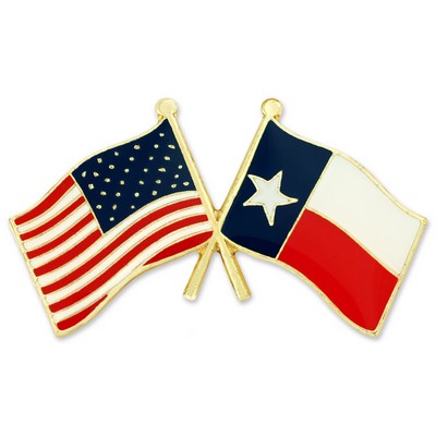 Texas & USA Crossed Flag Pin