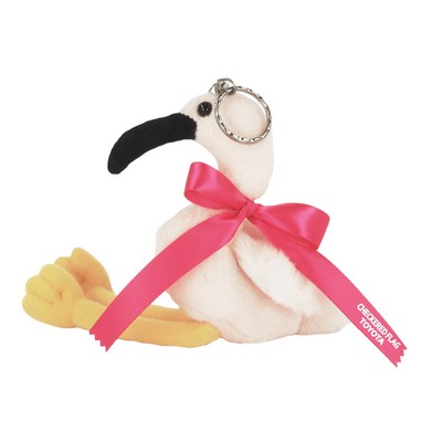 5" Flamingo Key Chain w/Ribbon & 1 Color Imprint