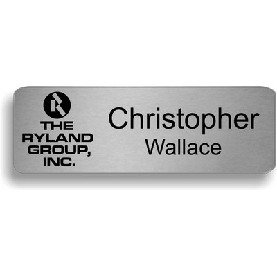 Brushed Silver All Metal Frameless Aluminum Badge (1"x 3")