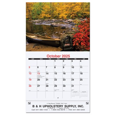 Scenic Water Monthly Wall Calendar w/Stapled (10 5/8"x18¼")