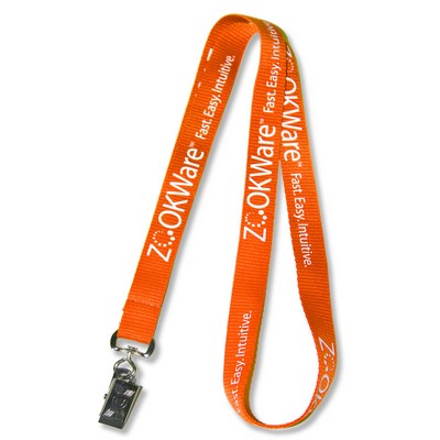 5/8" Wide Economy Flat Polyester Lanyard w/ Screen Printed Logo