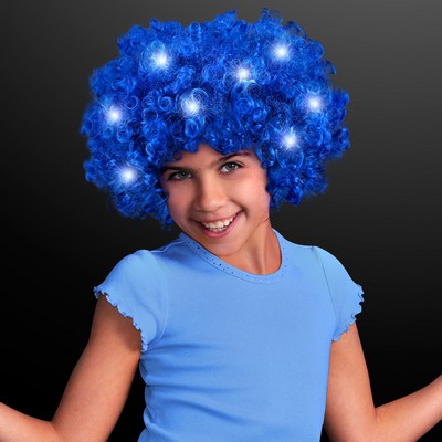 Light up Blue Afro Wig w/Flashing LEDs - BLANK