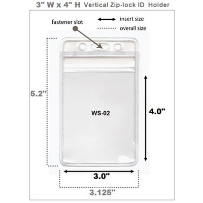 Vinyl Vertical Badge Holder W/Resealable Top (3"x4")