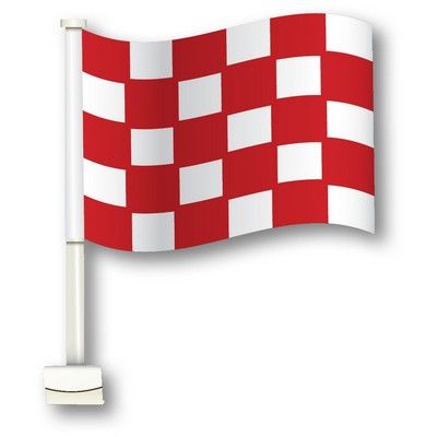 Double-Pane Clip-on Flag w/Pole (Red/White Checkered)