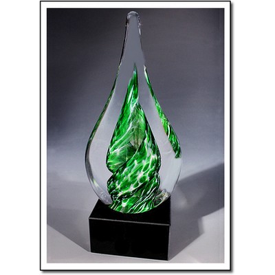 Jade Whirlpool Art Glass Sculpture w/o Marble Base (3.5"x8")