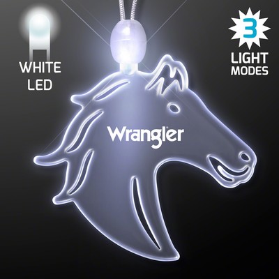 Acrylic Horse Head Shape Necklace w/White LED - Domestic Print