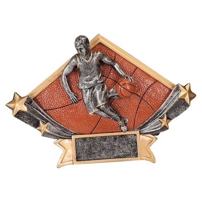 Diamond Star Resin Male Basketball Award - 5 3/4"x8 1/2"