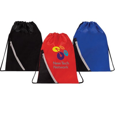 Drawstring Backpack W/ Zipper Pocket