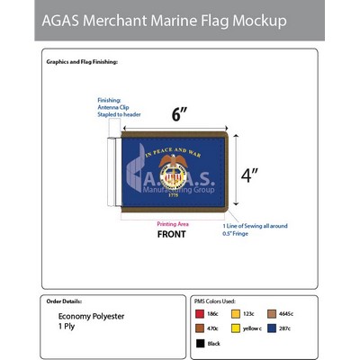 Merchant Marine Antenna Flags 4x6 inch