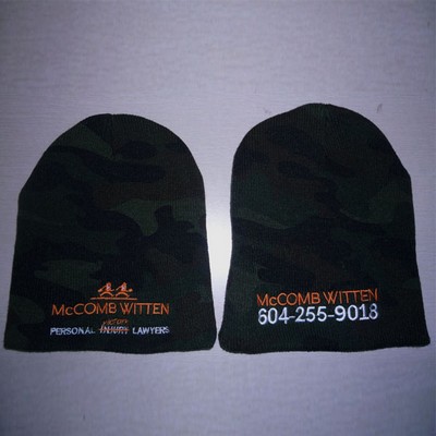 Short Camouflage Beanie W/ Embroidered Logo