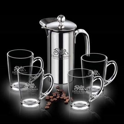 French Coffee Press & 4 Dundas Mugs