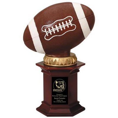 Football Resin, Rosewood Pedestal Base - 12"