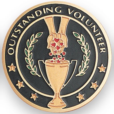 2" Outstanding Volunteer Etched Enameled Medallion Insert Disc