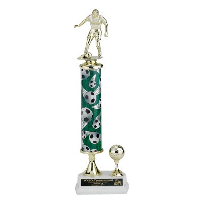 16" Single Column Soccer Trophy w/Soccer Ball & Figure