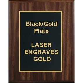 Walnut Plaque 7" x 9" - Black/Gold 5" x 7" Designer Plate