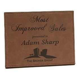 Leatherette Plaque - Laser Engraved - Dark Brown 9" x 12"