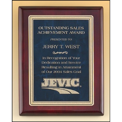 Rosewood & Sapphire Piano Finish Plaque with Marble Design Brass Plate (10.5" x 13")