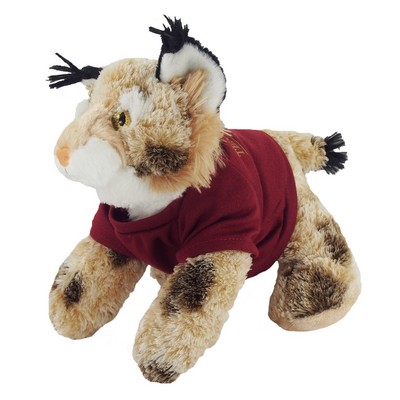 12" Bobby Bobcat Stuffed Animal w/T-Shirt & One Color Imprint