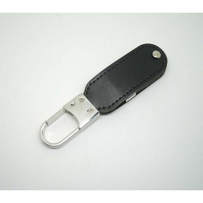 2 GB Leather Swivel Keyring USB Flash Drive