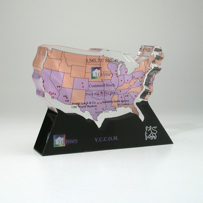 Map Lucite® Embedment Award w/ Built in Base (6 1/2" x 5" x 1 1/2")