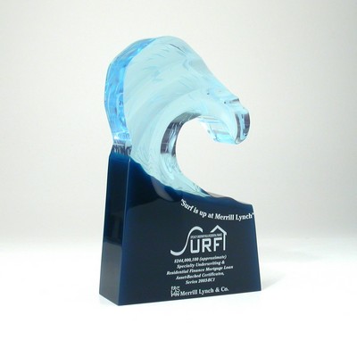 Wave Lucite® Embedment Award w/Built in Base (4 1/2" x 7" x 1 1/2")