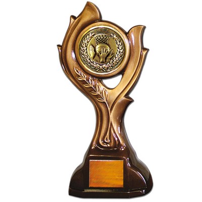 Stock 15" Victory Trophy- 2" Basketball General Coin With Engraving Plate