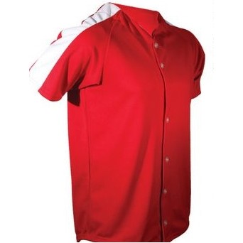 Youth 10 Oz. Stretch Double Knit Pro-Style Full Button Jersey Shirt w/ Contrasting Sleeve Panel