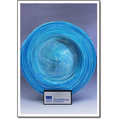 Atlantic Power Custom Art Glass Rondelle w/ Stand (12"x12")