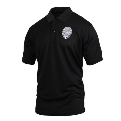 Black Moisture Wicking 'Security Badge' Golf Polo Shirt (2XL)